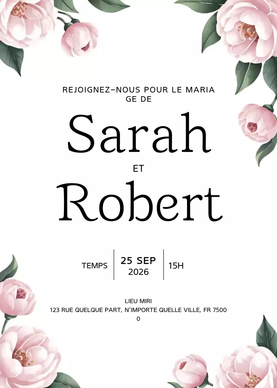 invitation de mariage élégante et blanche