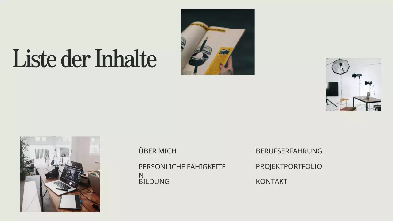 Beige Schwarz Minimalistische Kreative Portfolio Präsentation