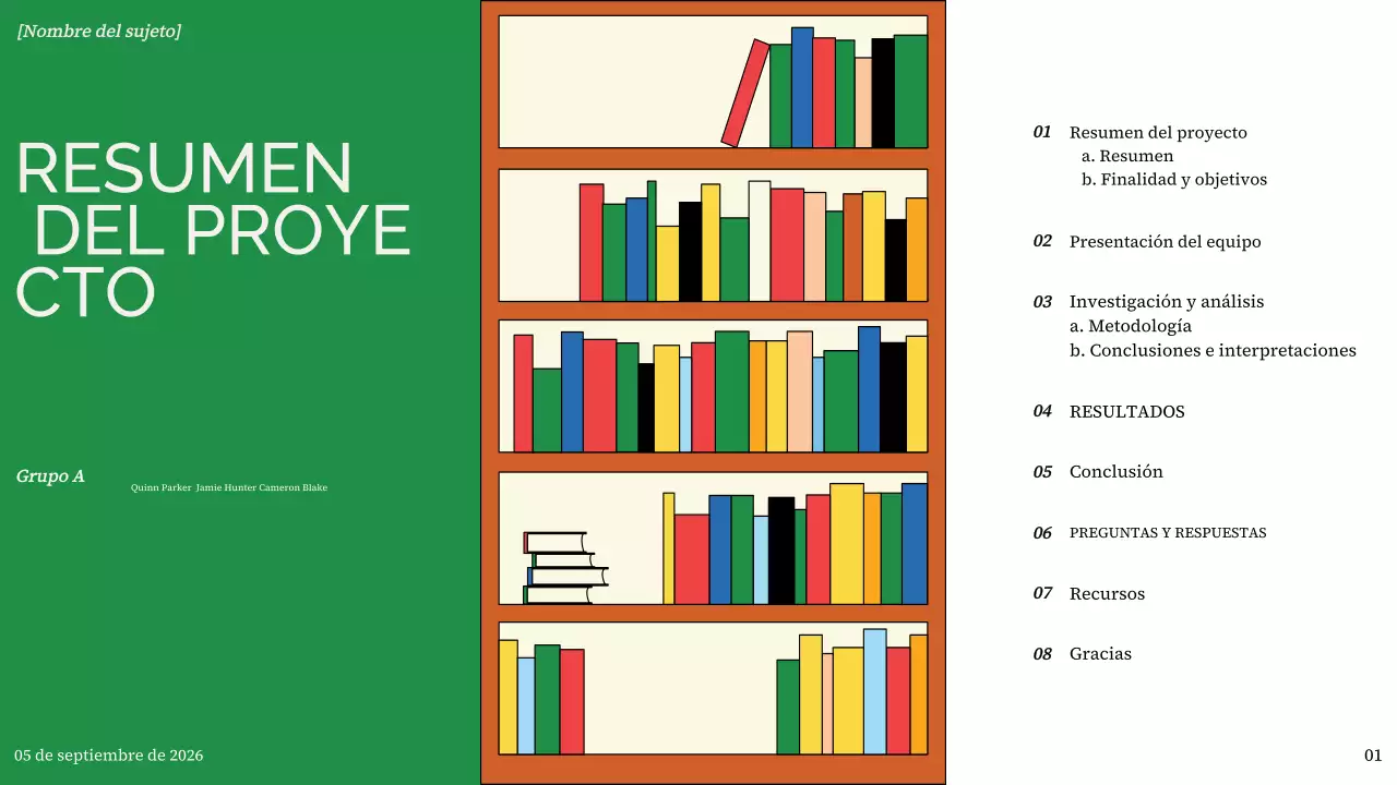 colorida y moderna presentación general del proyecto