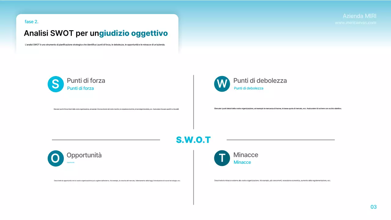 Brief di pianificazione moderno di colore azzurro
