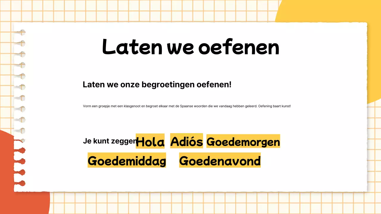 Een eenvoudige gele en rode lesgids voor taallessen