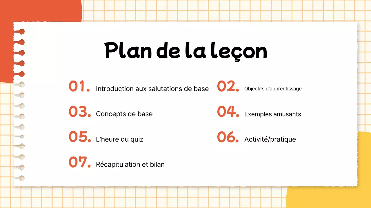 Guide simple pour les cours de langue sur les leçons de jaune et de rouge