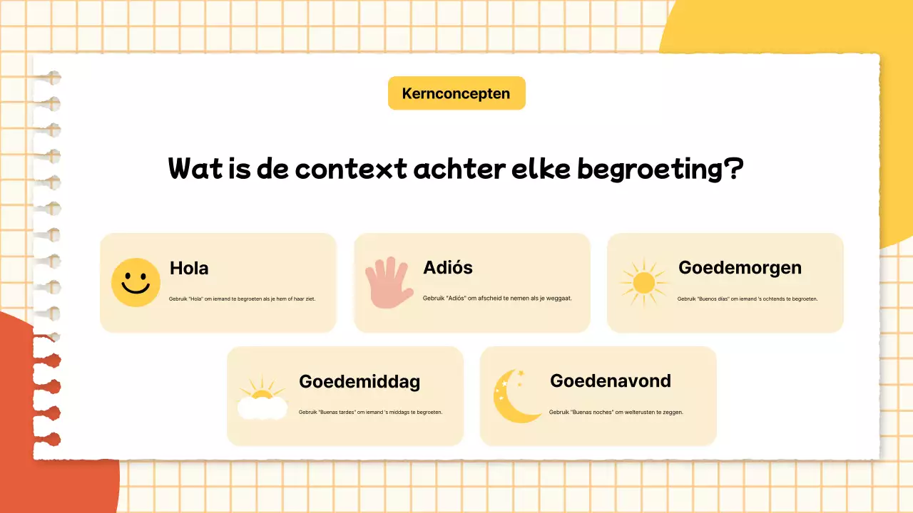 Een eenvoudige gele en rode lesgids voor taallessen
