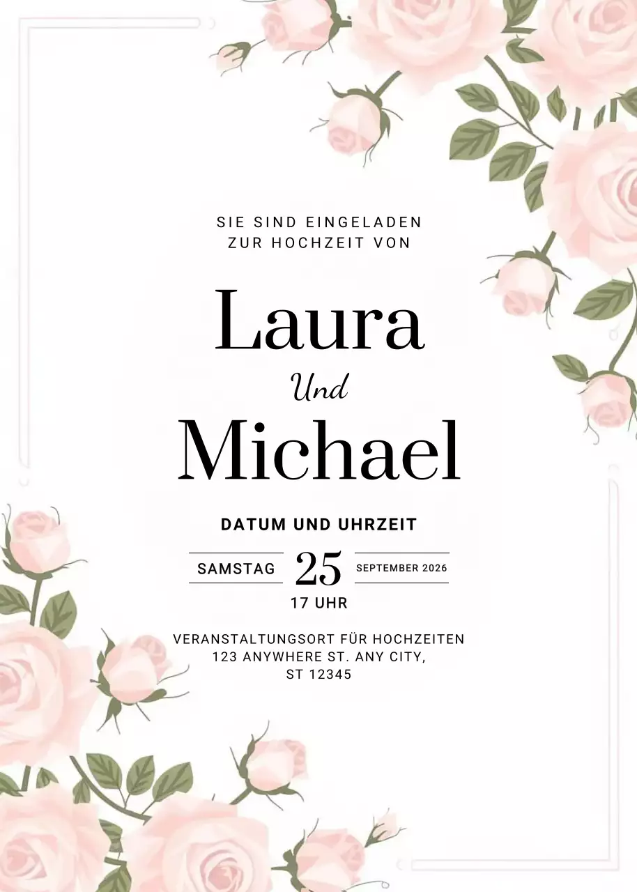 rosa elegante Hochzeitseinladung