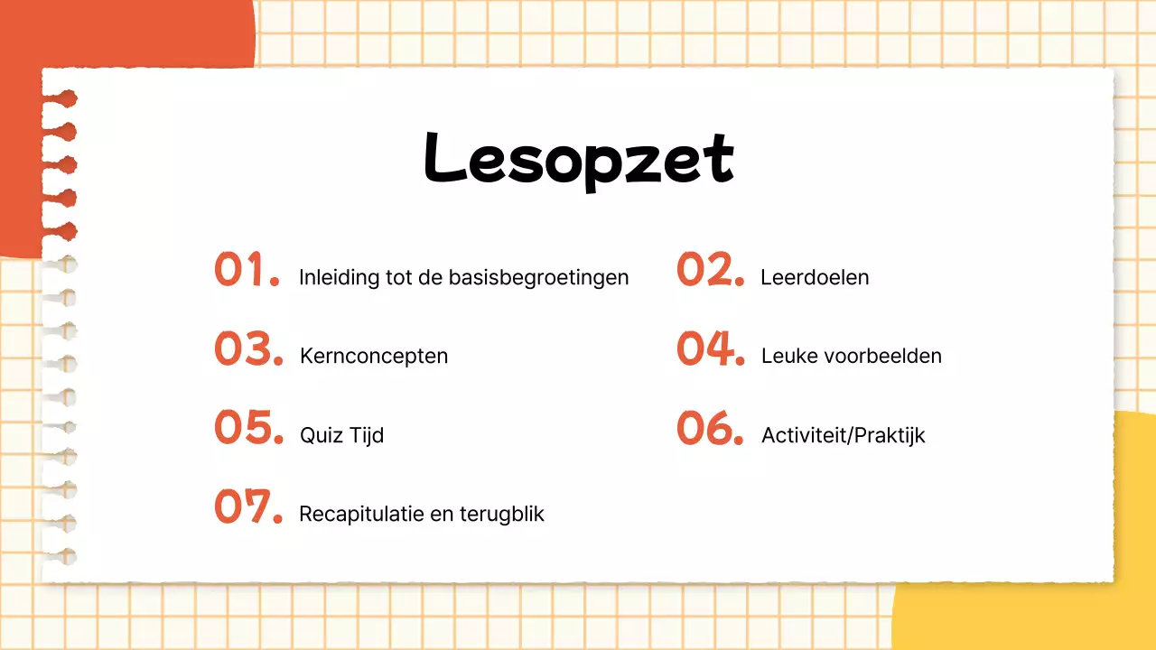 Een eenvoudige gele en rode lesgids voor taallessen