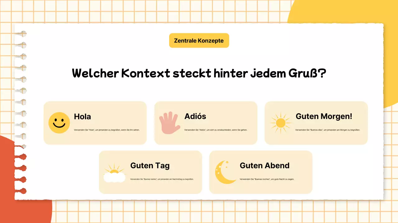 Ein einfacher Leitfaden für den Sprachunterricht in Gelb und Rot