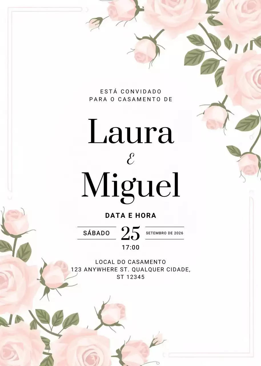 convite de casamento elegante cor-de-rosa