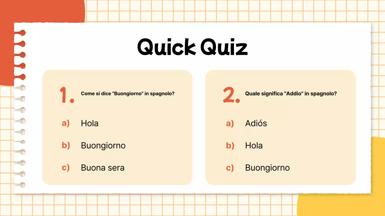 Una semplice lezione di lingua gialla e rossa Guida in classe
