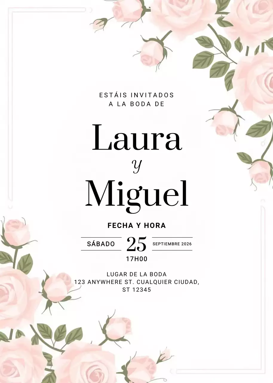 invitación de boda elegante rosa