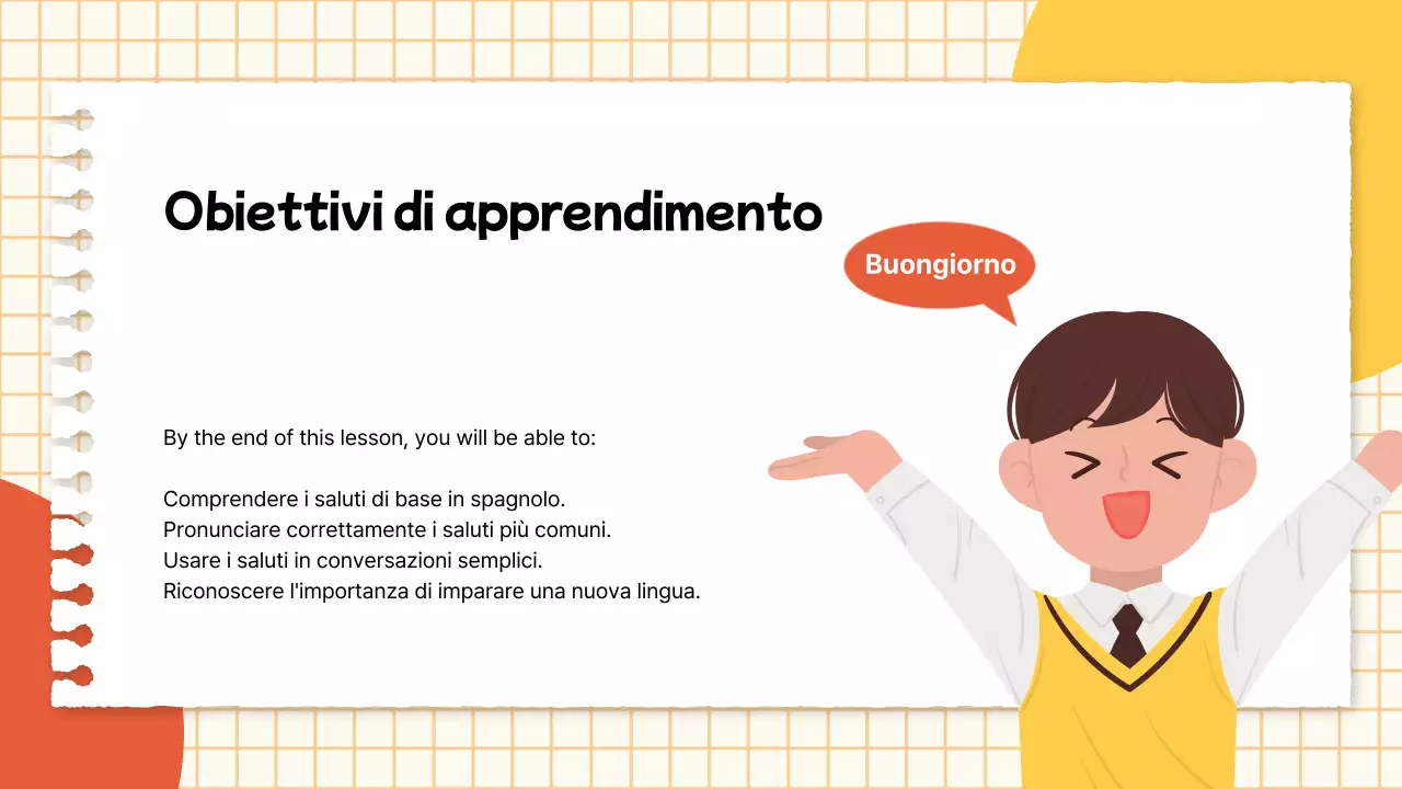 Una semplice lezione di lingua gialla e rossa Guida in classe