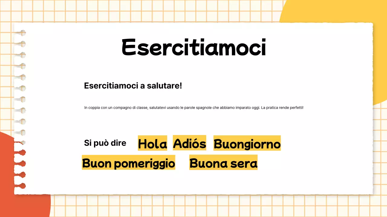 Una semplice lezione di lingua gialla e rossa Guida in classe