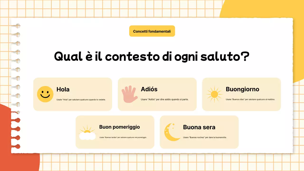 Una semplice lezione di lingua gialla e rossa Guida in classe