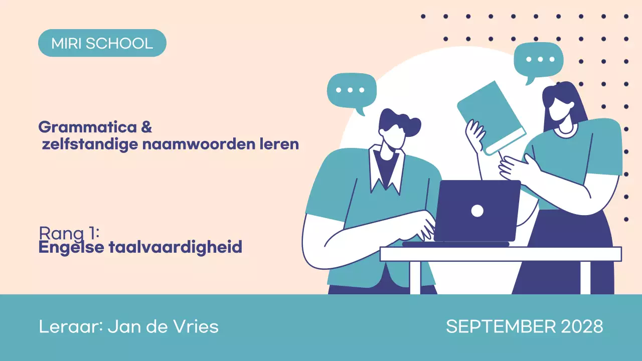 Aanpasbare onderwijssjabloon voor docenten en studiebegeleiders Geschikt voor Engelse les