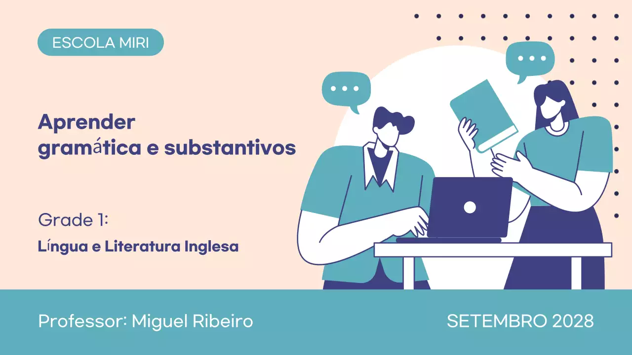 Modelo de educação personalizável para professores e tutores de escolas adequado para aulas de inglês