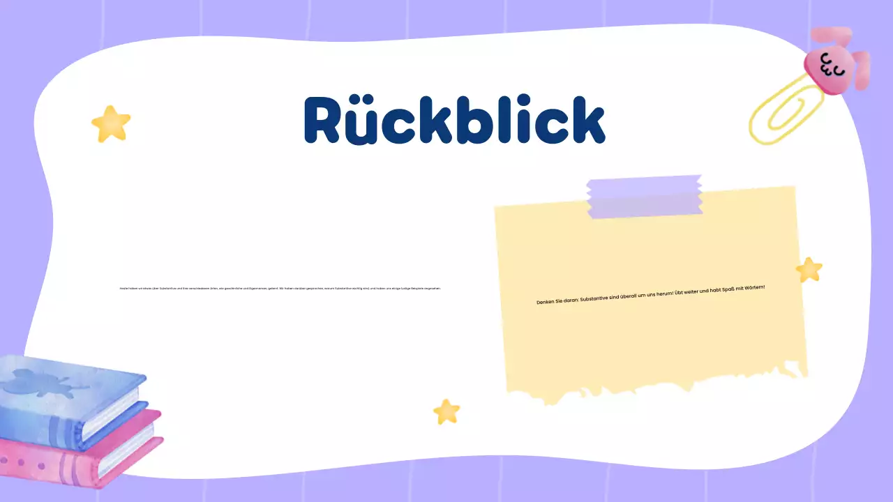 Gelbe kreative Grammatik- und Substantivklasse für Schülerpräsentation