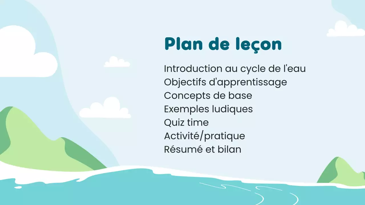 Leçon sur le cycle de l'eau de Blue Minimal Science