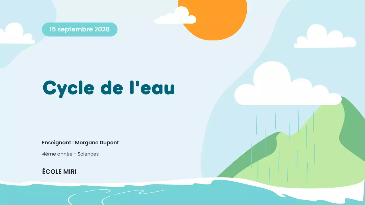 Leçon sur le cycle de l'eau de Blue Minimal Science