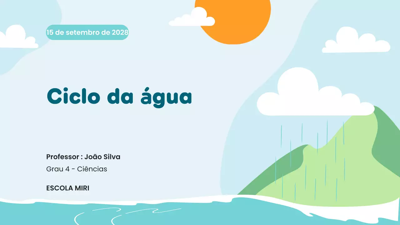 Aula de Ciências Minimal Blue sobre o ciclo da água