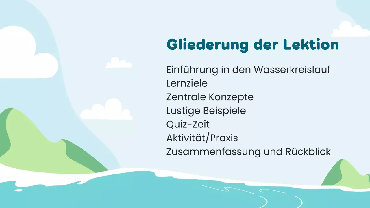 Blue Minimal Science Lektion über den Wasserkreislauf