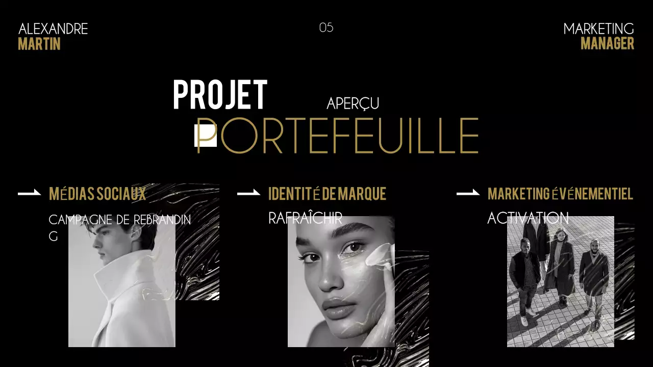 portfolio créatif noir présentation du curriculum vitae