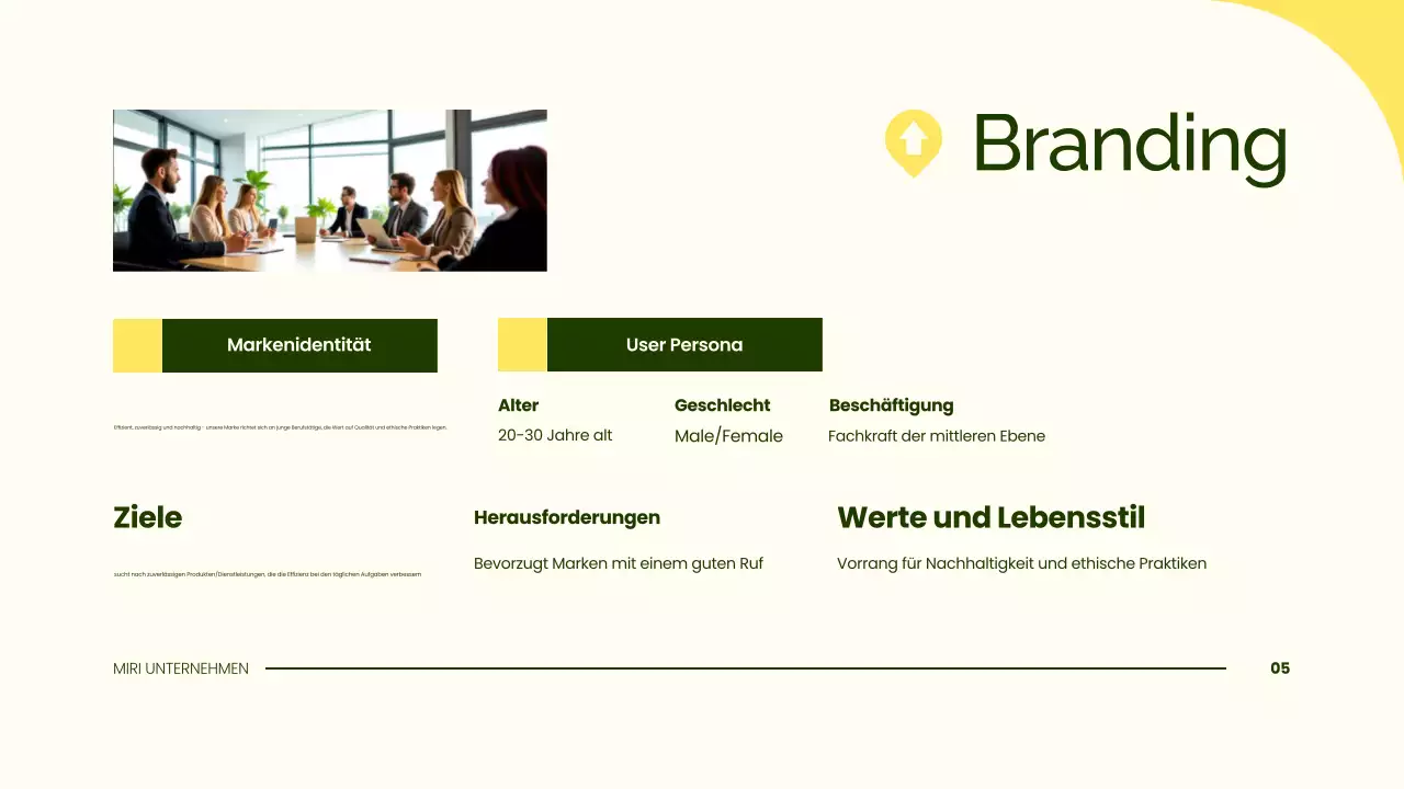 Präsentation eines einfachen grünen Marketingplans