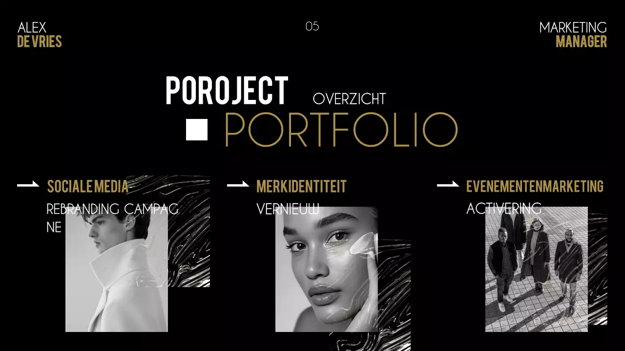 zwart creatief portfolio cv presentatie