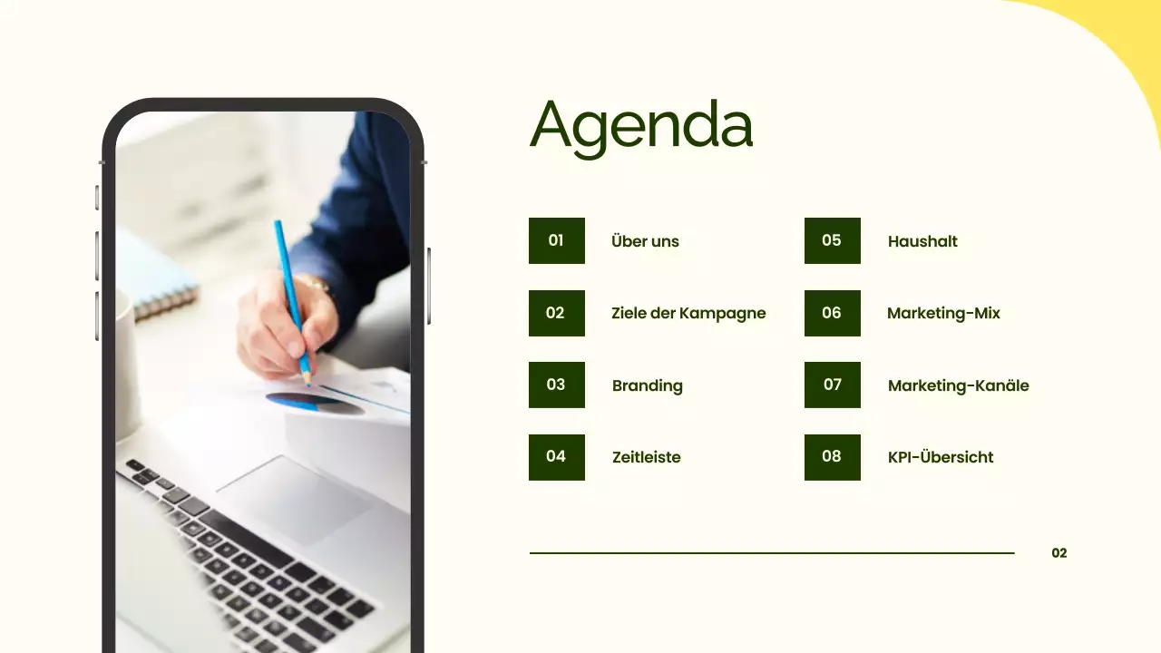 Präsentation eines einfachen grünen Marketingplans