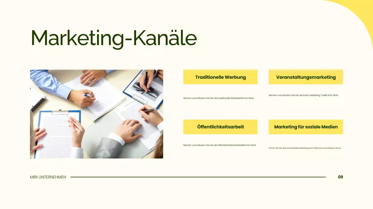 Präsentation eines einfachen grünen Marketingplans