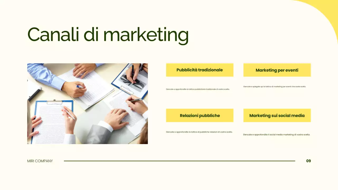 presentazione del piano di marketing verde semplice