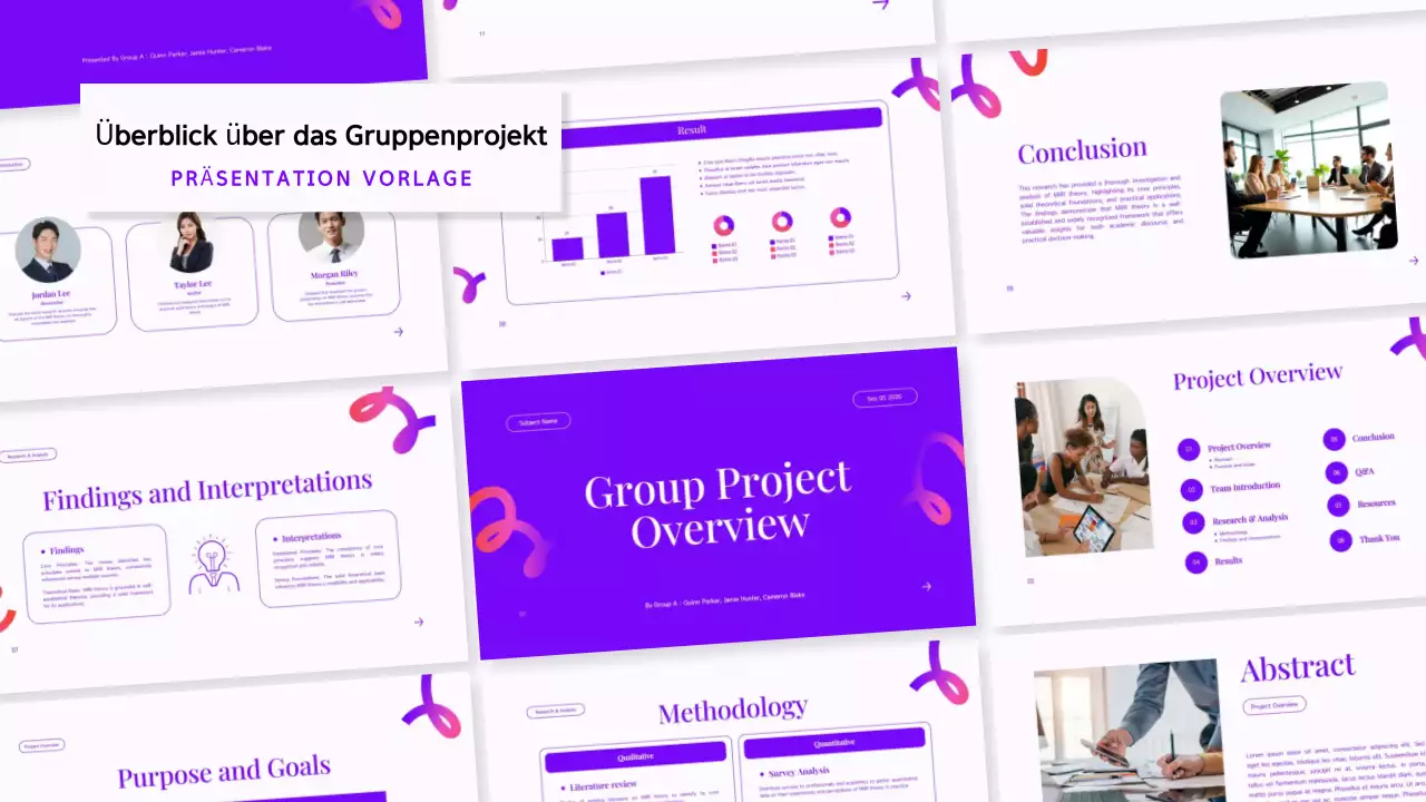 moderne lila Gruppe Projektübersicht Präsentation