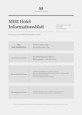 Der graue und einfache Hotelführer