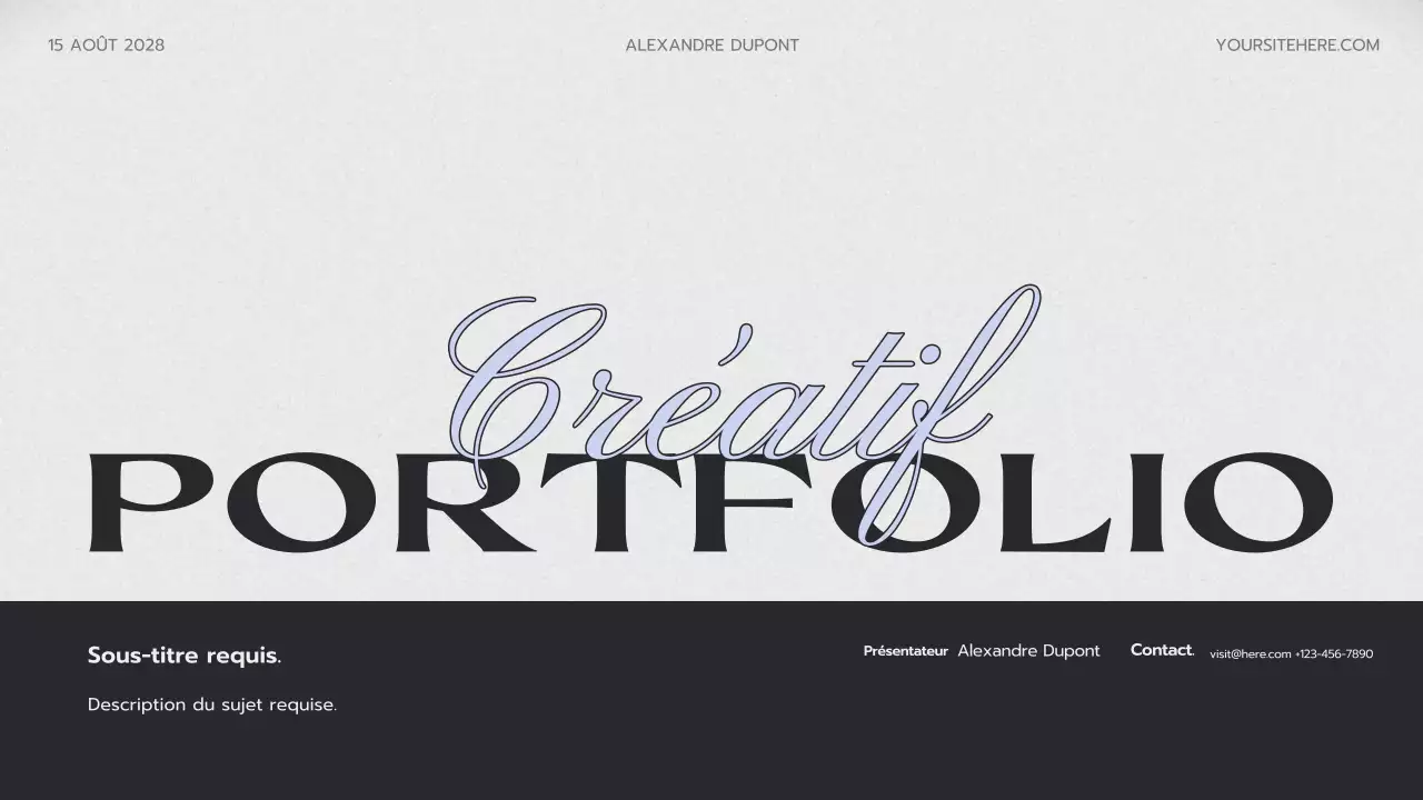 présentation d'un portfolio créatif gris