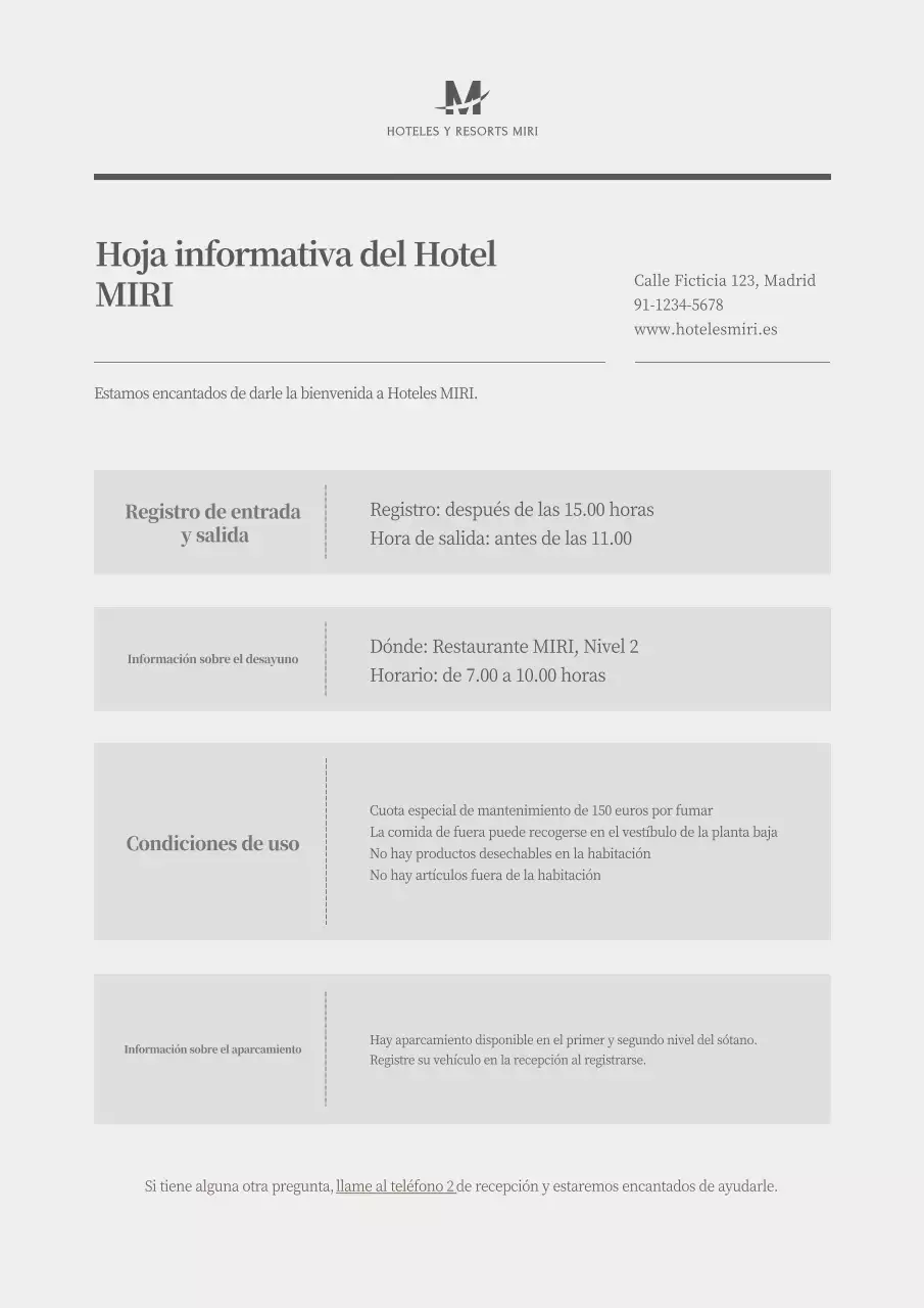 La guía de hoteles gris y sencilla