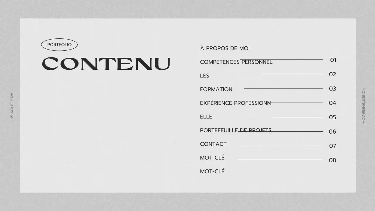 présentation d'un portfolio créatif gris