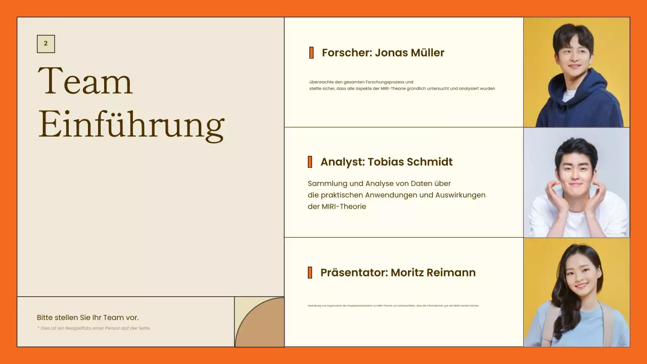 orangefarbene minimalistische Projektübersichtsdarstellung