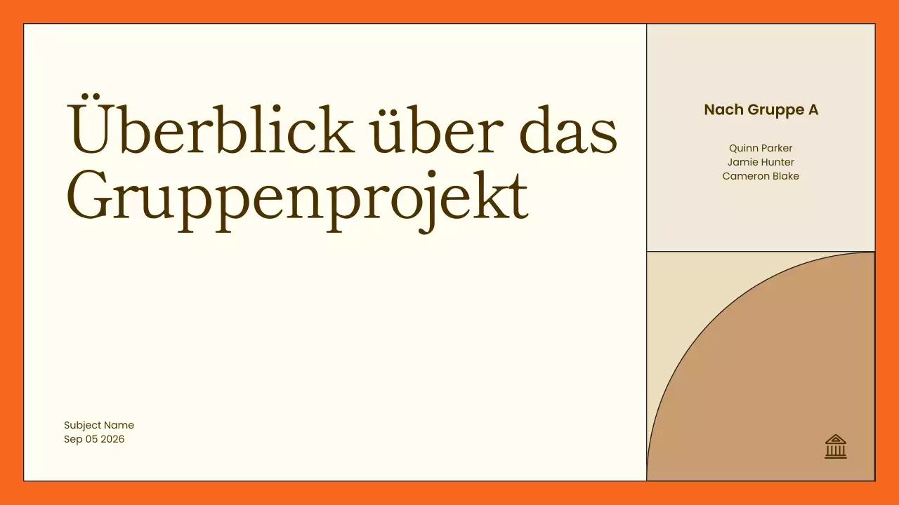 orangefarbene minimalistische Projektübersichtsdarstellung