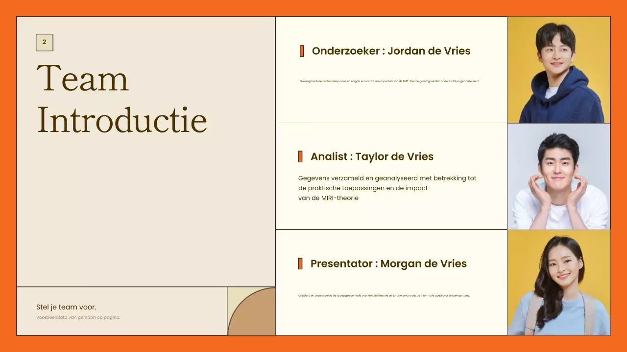 presentatie minimalistisch oranje projectoverzicht