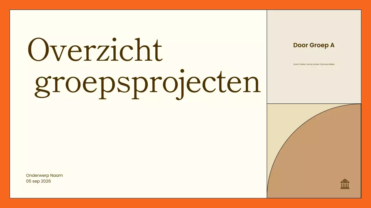 presentatie minimalistisch oranje projectoverzicht