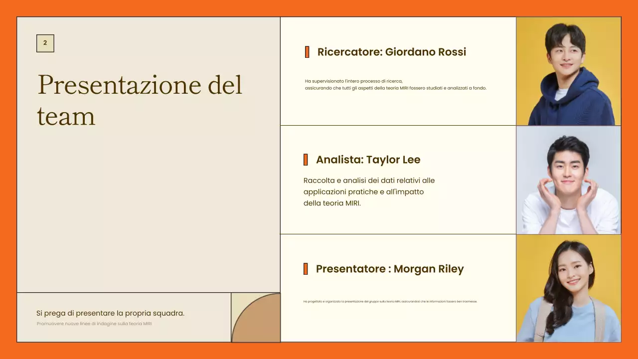 presentazione del progetto minimalista arancione