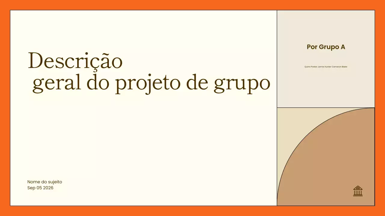 apresentação geral do projeto minimalista laranja