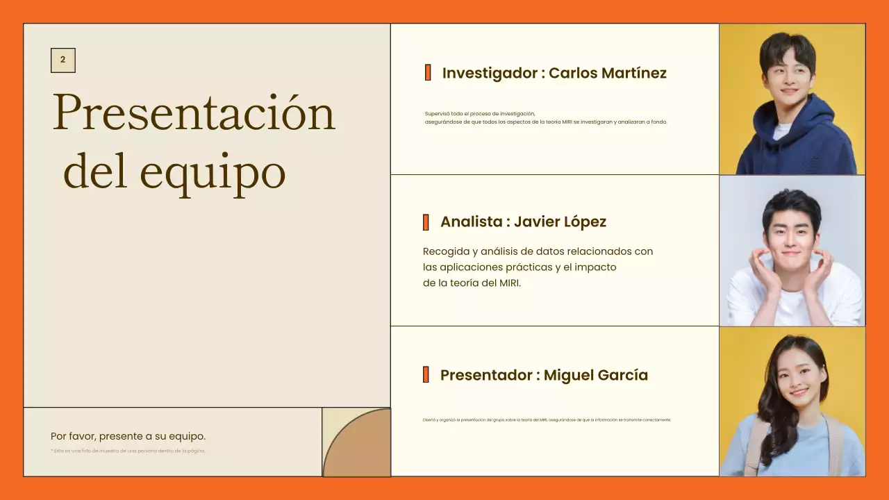 presentación general del proyecto minimalista naranja