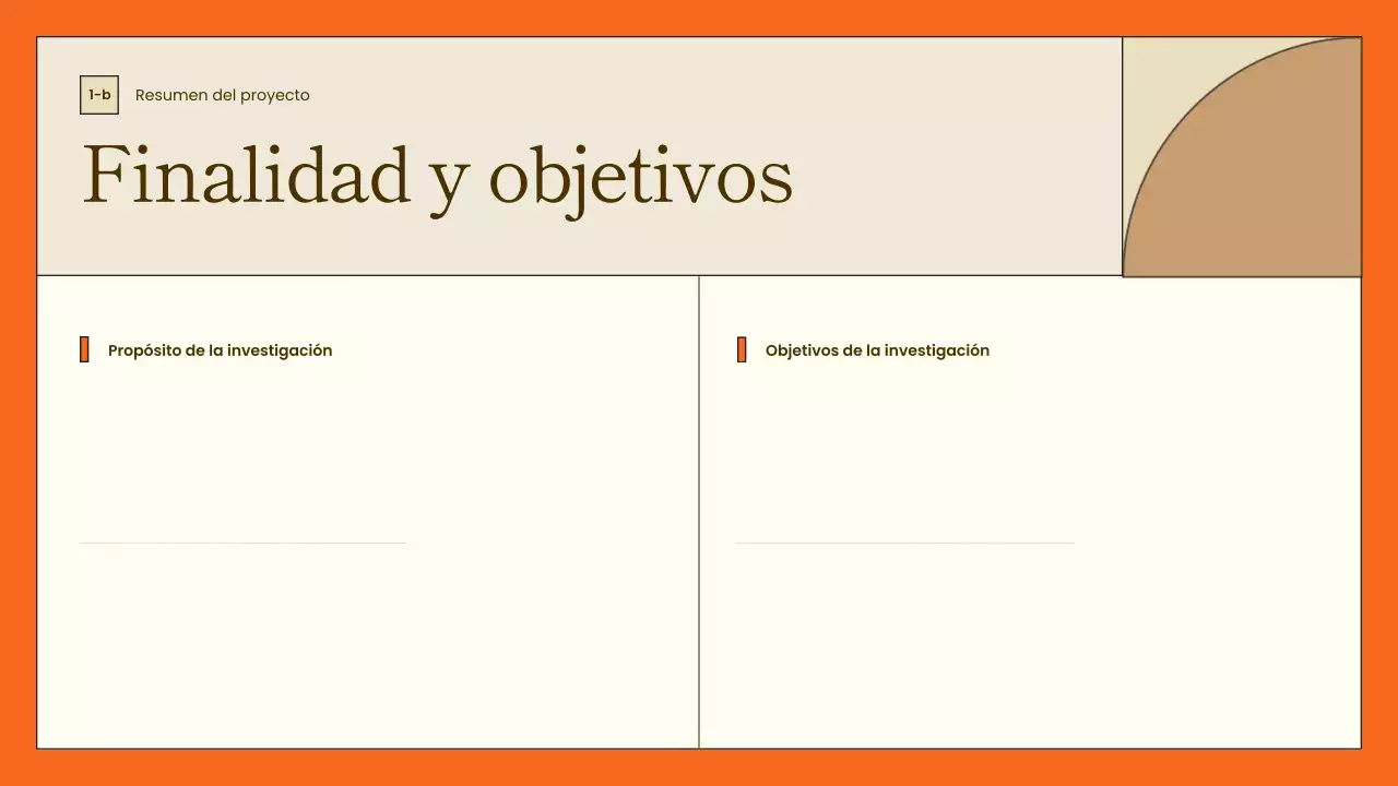 presentación general del proyecto minimalista naranja