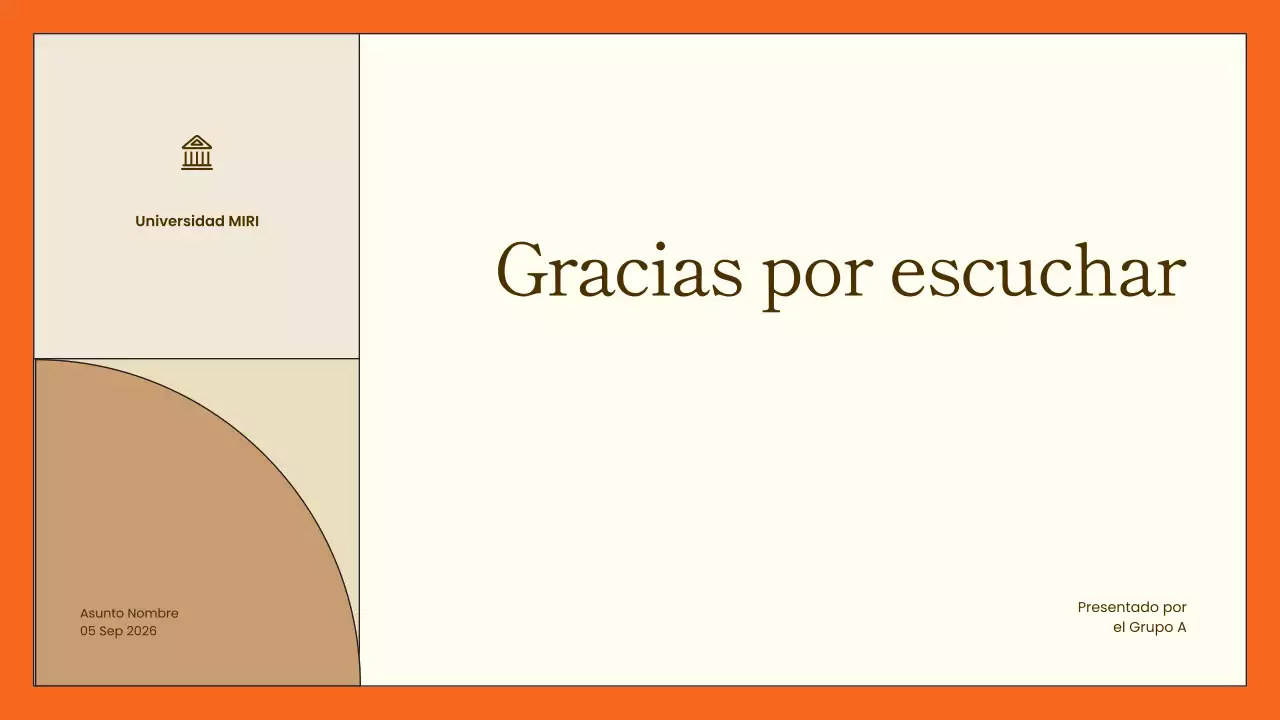 presentación general del proyecto minimalista naranja