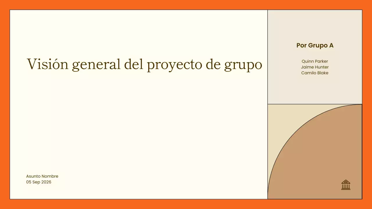 presentación general del proyecto minimalista naranja