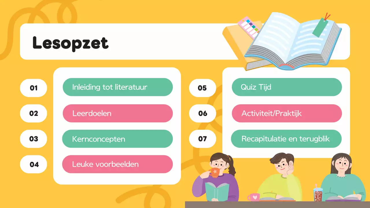 Paars modern creatieve illustratie lesmateriaal literatuur presentatie