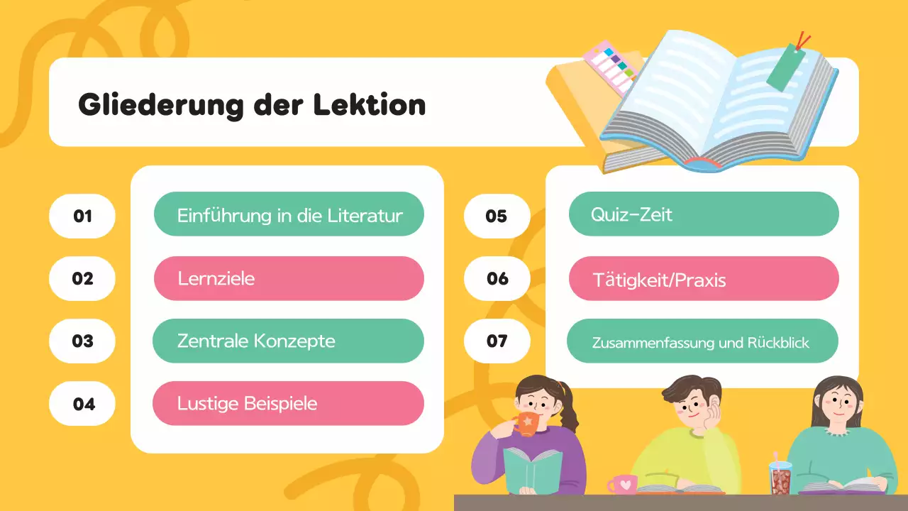 Lila moderne kreative Illustration Klasse Materialien Literatur Präsentation