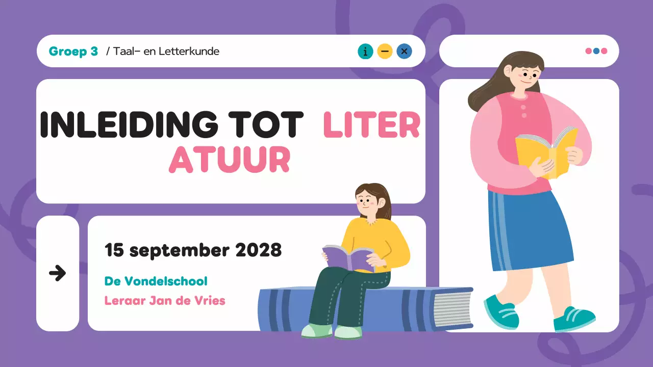 Paars modern creatieve illustratie lesmateriaal literatuur presentatie