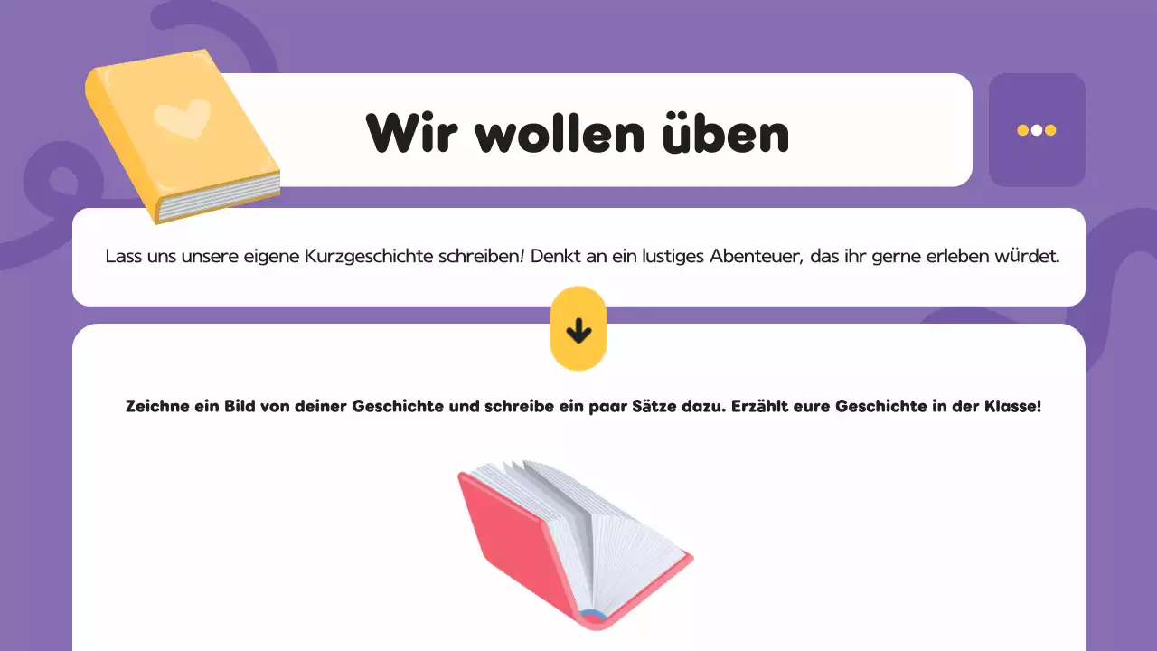 Lila moderne kreative Illustration Klasse Materialien Literatur Präsentation