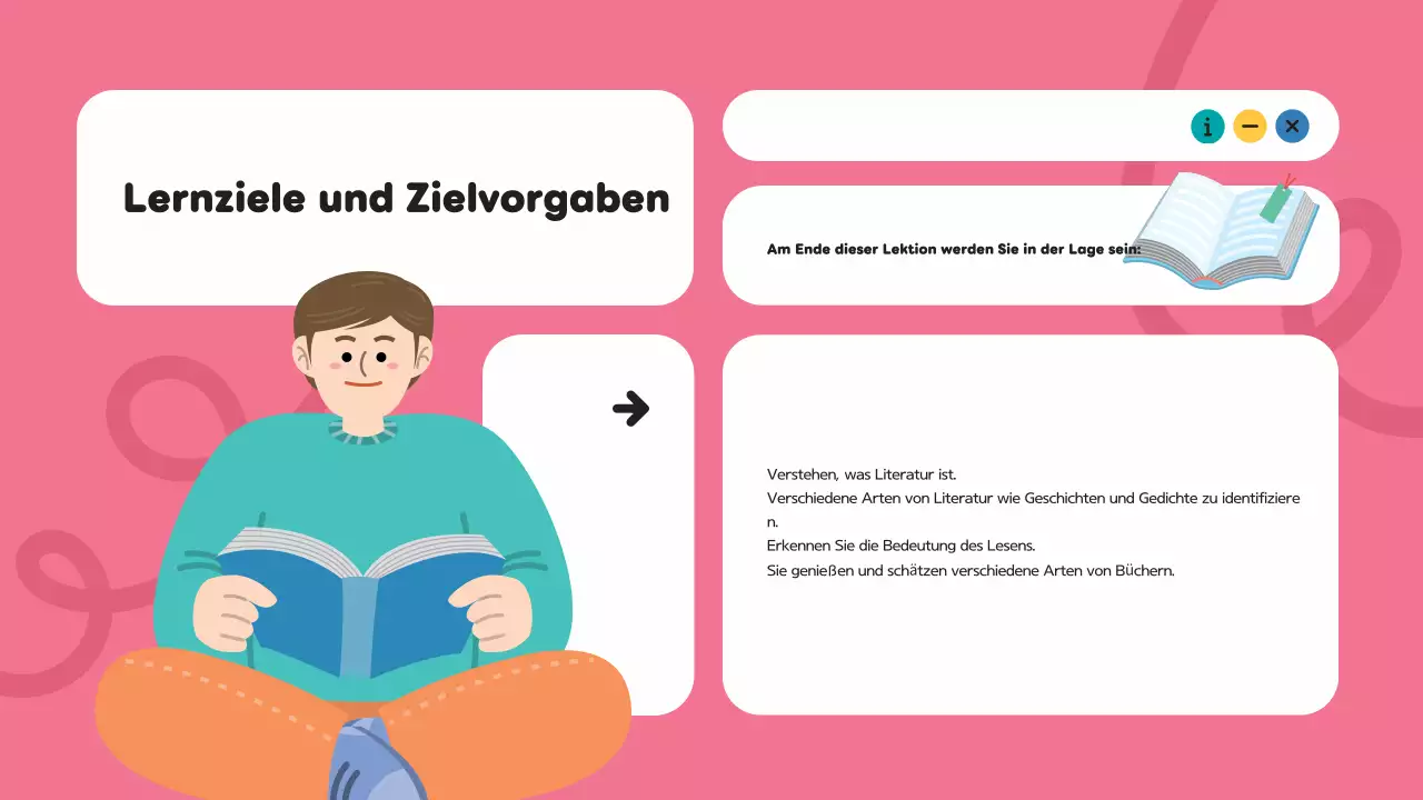 Lila moderne kreative Illustration Klasse Materialien Literatur Präsentation