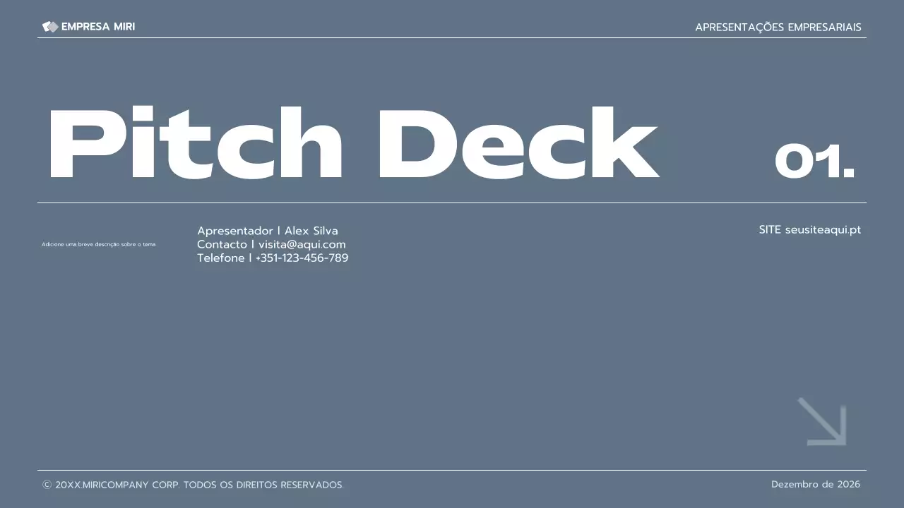 pitch empresarial moderno cinzento